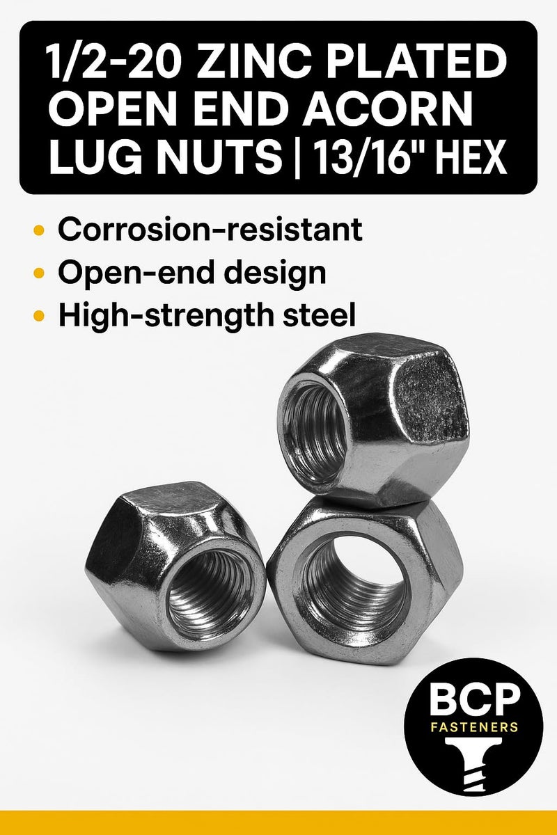 BCP Fasteners 20 Pack 1/2-20 Zinc Plated Open End Acorn Lug Nuts | 13/16" Hex (BCP971) - Image 3